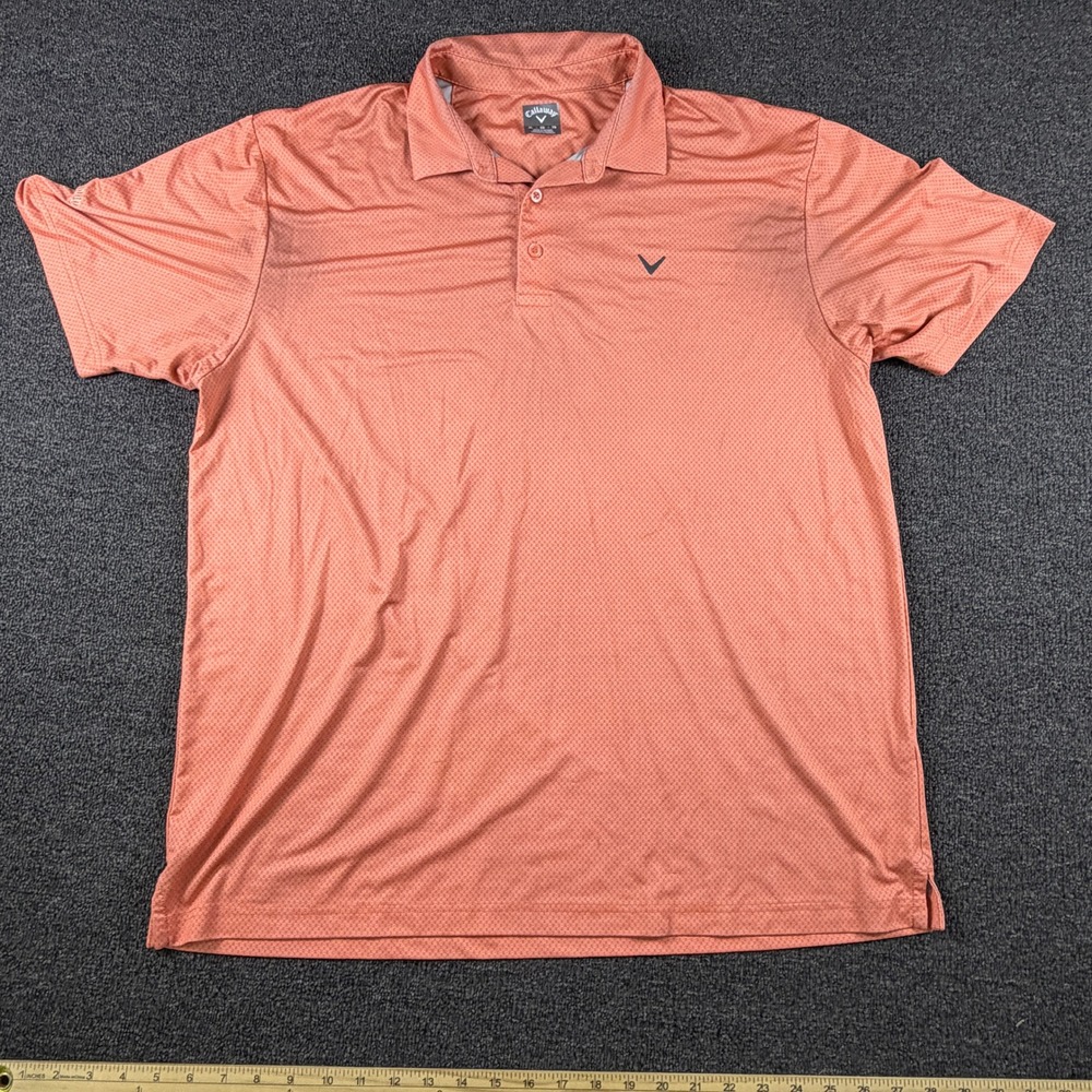 Callaway Polo Shirt Mens XL CGKSE0U7 Coral Micro Dot Short Sleeve EUC